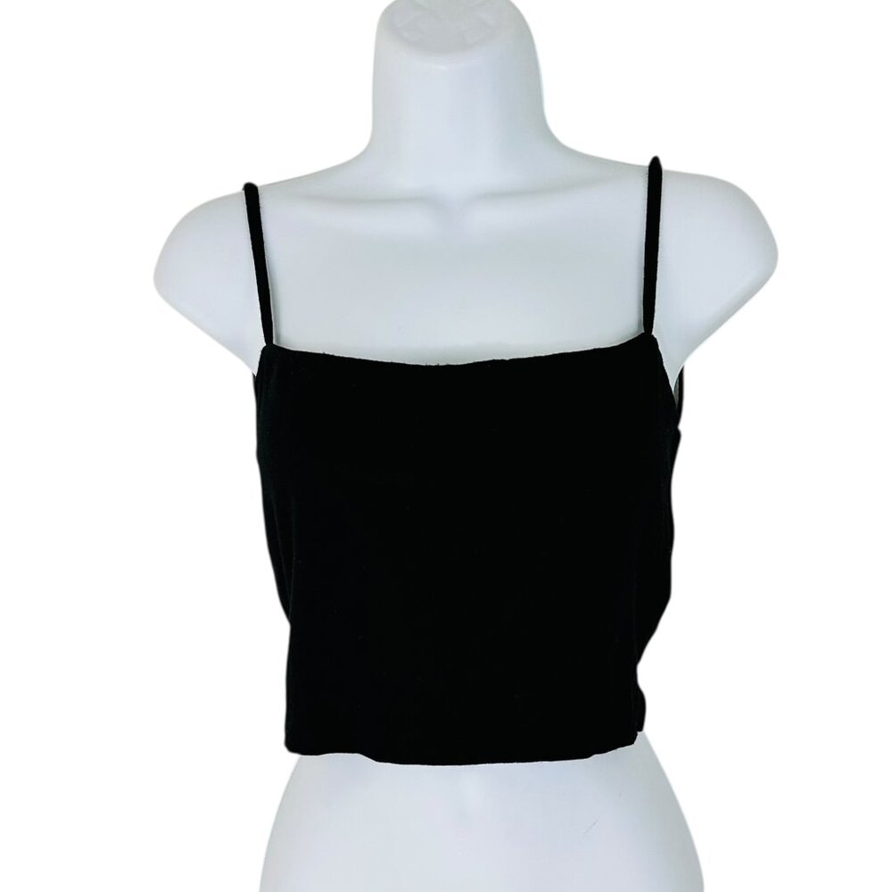 Naked Wardrobe Women's Size L Cropped Cami Tank Black Top NWOT
